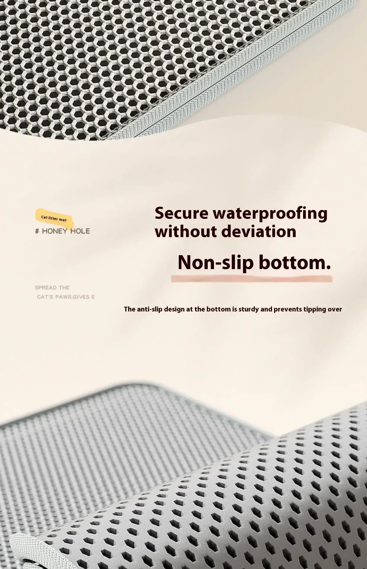 Cat Litter Mat 2-Layer Design Premium Sand Trapping Technology Waterproof Base Non-Slip Pet Floor Protector for Indoor