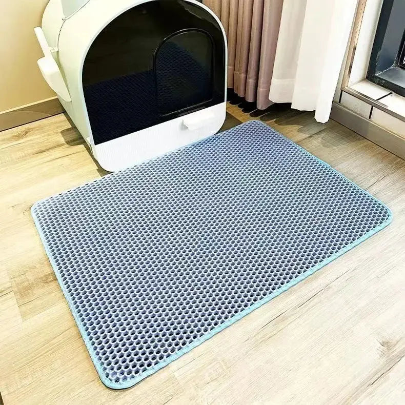 Cat Litter Mat 2-Layer Design Premium Sand Trapping Technology Waterproof Base Non-Slip Pet Floor Protector for Indoor