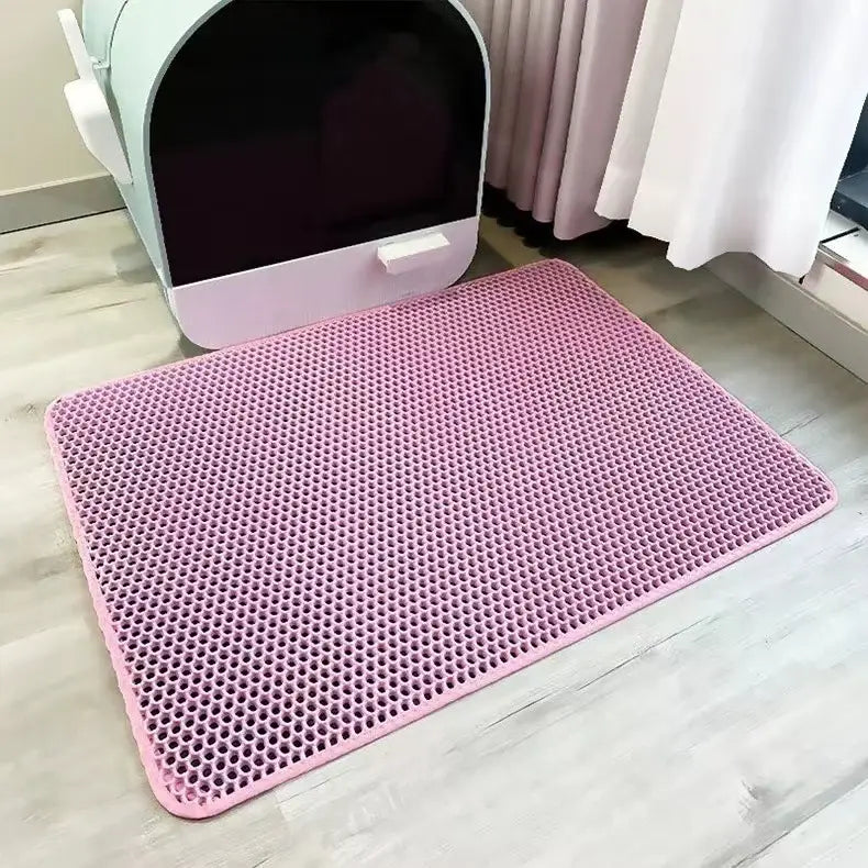 Cat Litter Mat 2-Layer Design Premium Sand Trapping Technology Waterproof Base Non-Slip Pet Floor Protector for Indoor
