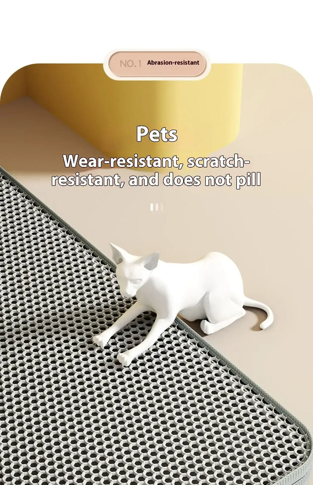 Cat Litter Mat 2-Layer Design Premium Sand Trapping Technology Waterproof Base Non-Slip Pet Floor Protector for Indoor