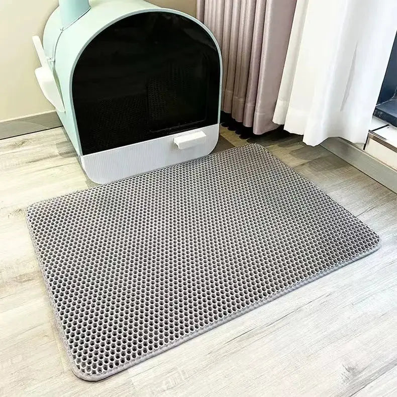 Cat Litter Mat 2-Layer Design Premium Sand Trapping Technology Waterproof Base Non-Slip Pet Floor Protector for Indoor