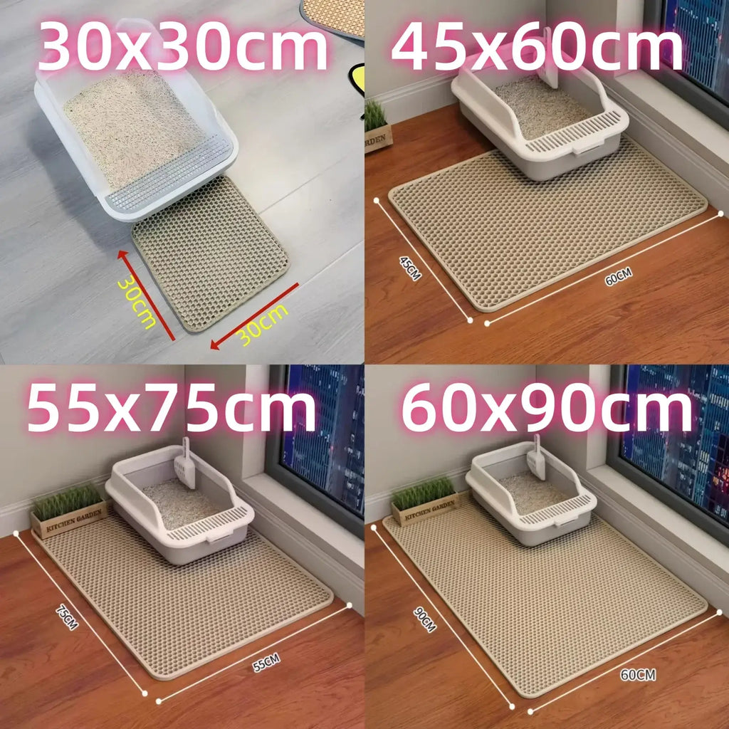 Cat Litter Mat 2-Layer Design Premium Sand Trapping Technology Waterproof Base Non-Slip Pet Floor Protector for Indoor