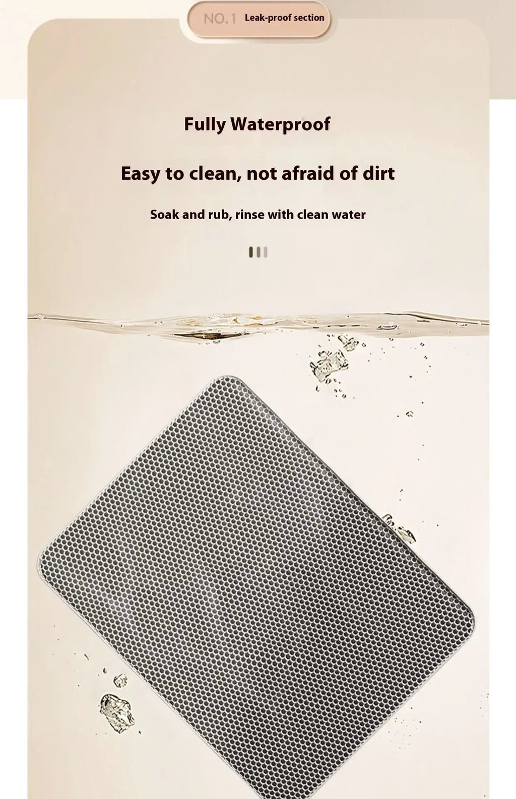 Cat Litter Mat 2-Layer Design Premium Sand Trapping Technology Waterproof Base Non-Slip Pet Floor Protector for Indoor