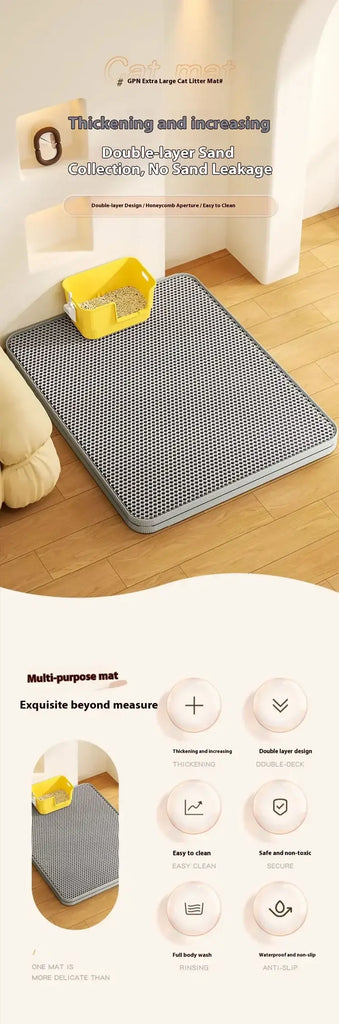 Cat Litter Mat Double Layer Waterproof Anti-slip Cat Litter Box Extra Large Size Washable and Reusable Floor Anti-dirty
