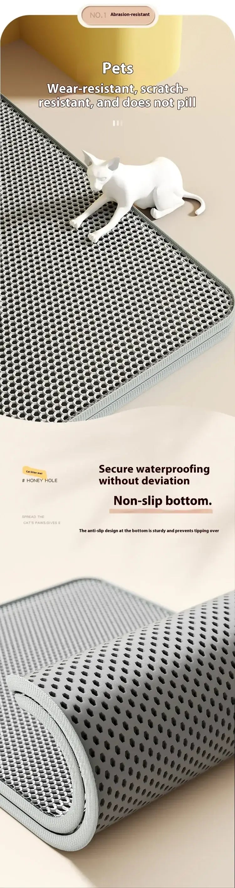 Cat Litter Mat Double Layer Waterproof Anti-slip Cat Litter Box Extra Large Size Washable and Reusable Floor Anti-dirty