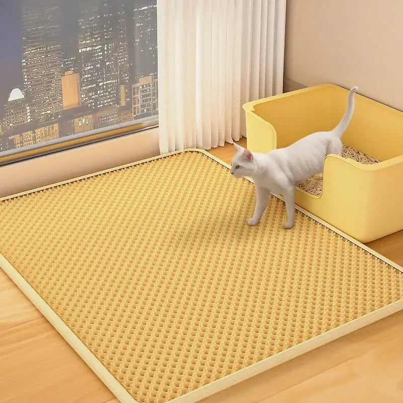 Cat litter mat - prevents litter tracking filters stops splashing keeps litter box clean,double-layer pet mat for cats