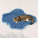 Cat Massage Brush & Scratcher 2-in-1 | Self-Grooming Tool with Rubber Bristles | Space-Saving Design for Living Room