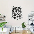 Cat Metal Wall Sculpture - Simple Charming Style | Halloween Christmas Gift for Cat Lovers Pet Shop & Home Decor