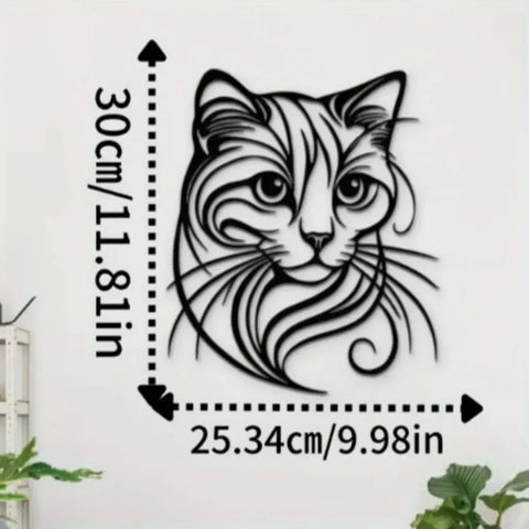 Cat Metal Wall Sculpture - Simple Charming Style | Halloween Christmas Gift for Cat Lovers Pet Shop & Home Decor