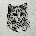 Cat Metal Wall Sculpture - Simple Charming Style | Halloween Christmas Gift for Cat Lovers Pet Shop & Home Decor