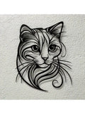 Cat Metal Wall Sculpture - Simple Charming Style | Halloween Christmas Gift for Cat Lovers Pet Shop & Home Decor