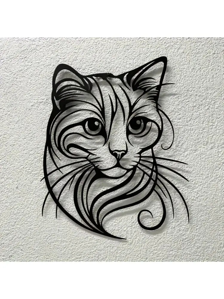 Cat Metal Wall Sculpture - Simple Charming Style | Halloween Christmas Gift for Cat Lovers Pet Shop & Home Decor