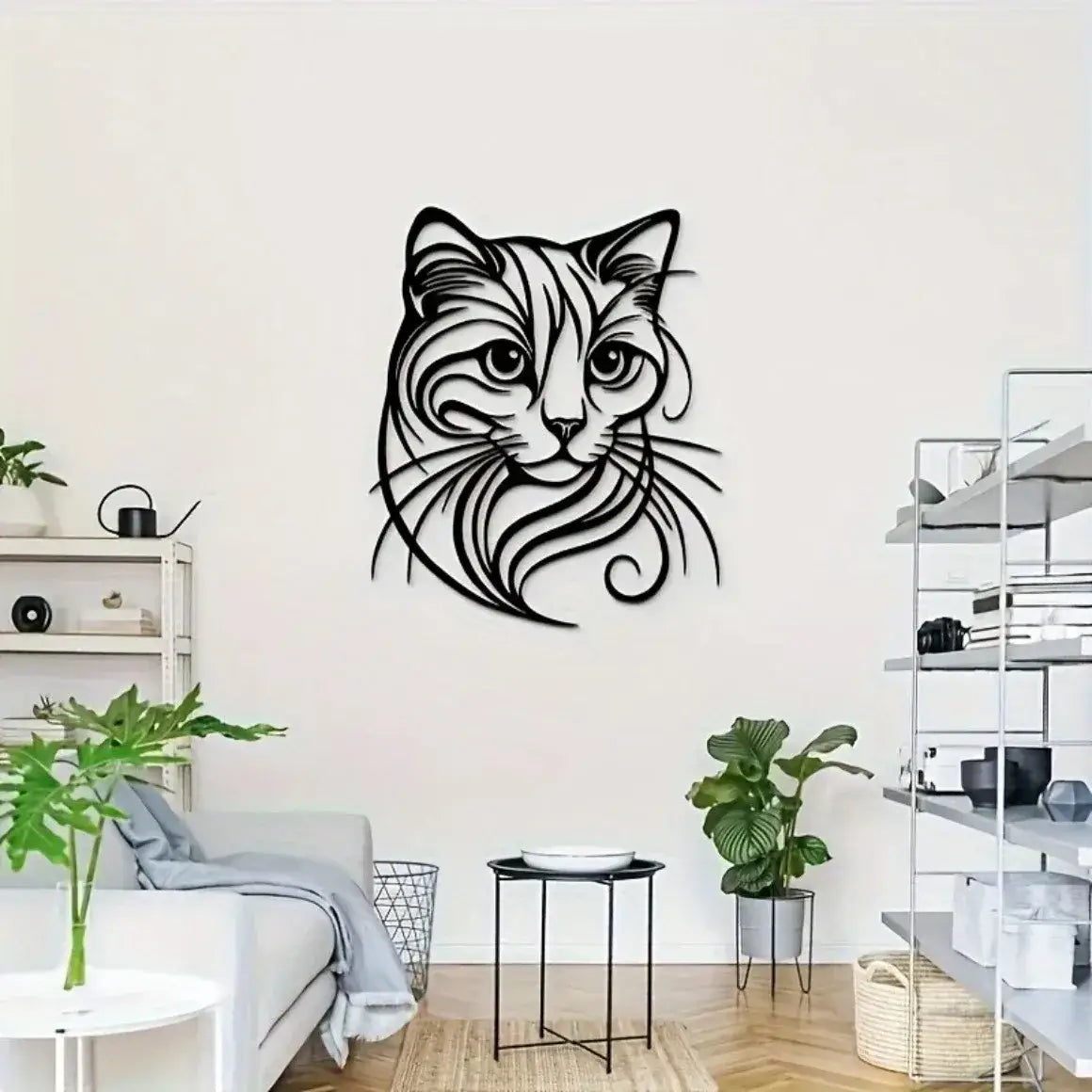 Cat Metal Wall Sculpture - Simple Charming Style | Halloween Christmas Gift for Cat Lovers Pet Shop & Home Decor