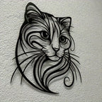 Cat Metal Wall Sculpture - Simple Charming Style | Halloween Christmas Gift for Cat Lovers Pet Shop & Home Decor