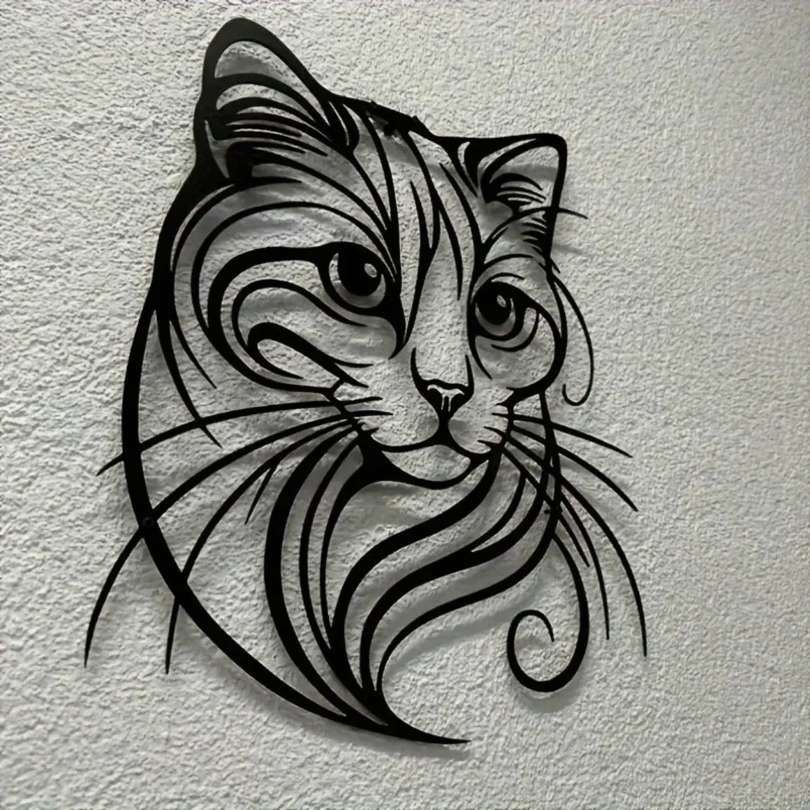 Cat Metal Wall Sculpture - Simple Charming Style | Halloween Christmas Gift for Cat Lovers Pet Shop & Home Decor
