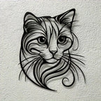Cat Metal Wall Sculpture - Simple Charming Style | Halloween Christmas Gift for Cat Lovers Pet Shop & Home Decor
