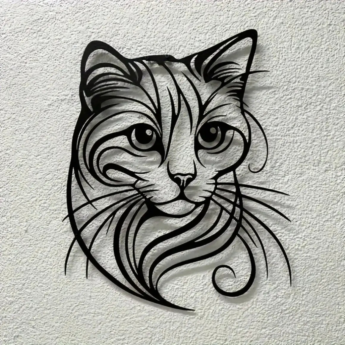 Cat Metal Wall Sculpture - Simple Charming Style | Halloween Christmas Gift for Cat Lovers Pet Shop & Home Decor