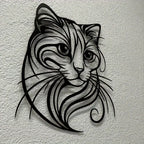 Cat Metal Wall Sculpture - Simple Charming Style | Halloween Christmas Gift for Cat Lovers Pet Shop & Home Decor