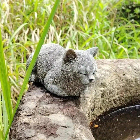 Cat Ornament Resin Cat Statue Realistic Cartoon Cat Sculpture Unique Art Figurines Ornaments Home Decor - Resin