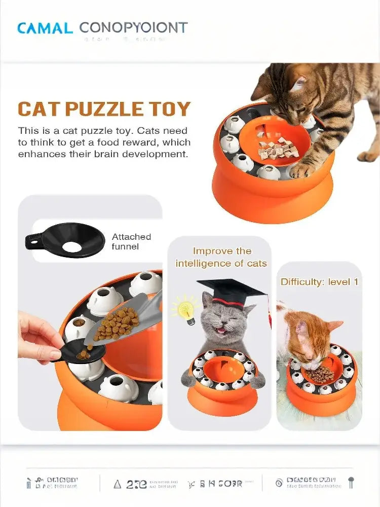 Cat Puzzle Toy Slow Feeder Bowl Fun Interactive Slows Down Pets Eating Protect Kitty Neck Multifunction Pet Feed