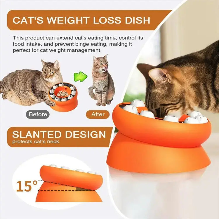 Cat Puzzle Toy Slow Feeder Bowl Fun Interactive Slows Down Pets Eating Protect Kitty Neck Multifunction Pet Feed