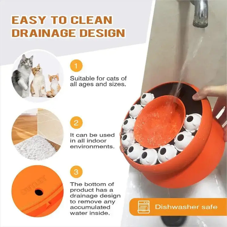 Cat Puzzle Toy Slow Feeder Bowl Fun Interactive Slows Down Pets Eating Protect Kitty Neck Multifunction Pet Feed