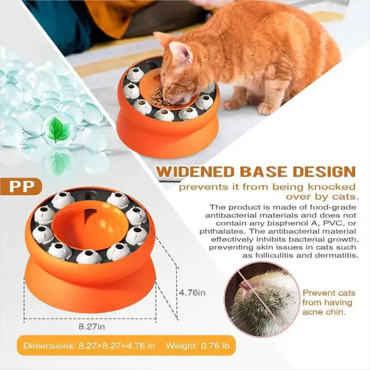 Cat Puzzle Toy Slow Feeder Bowl Fun Interactive Slows Down Pets Eating Protect Kitty Neck Multifunction Pet Feed