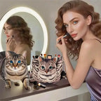 Cat-Shaped Cosmetic Storage Bag,Drawstring Closure,Cute Travel Size Makeup Skincare Toiletry Organizer Pouch,Gift for