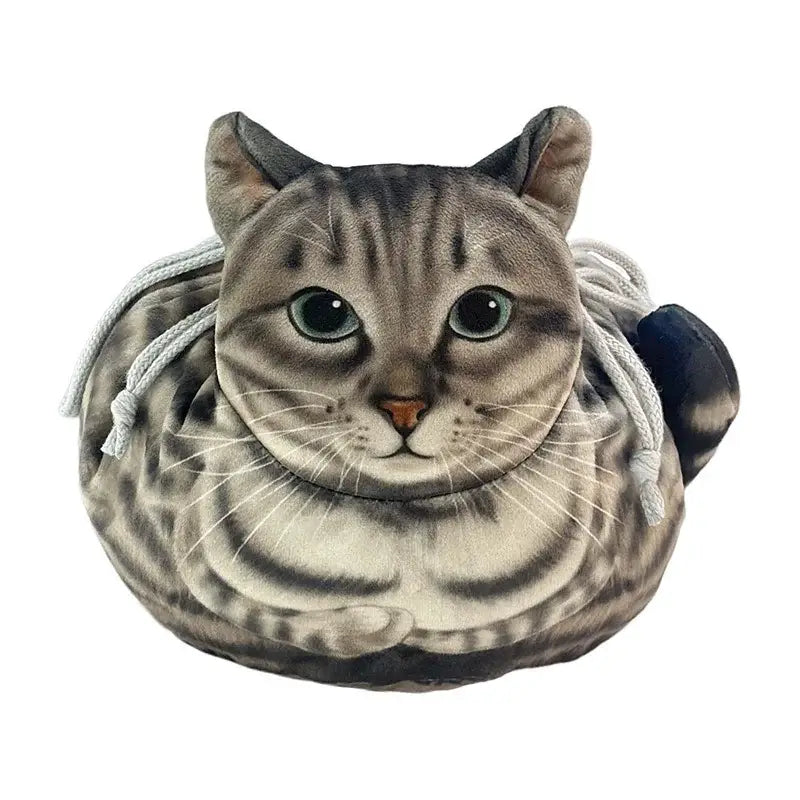Cat-Shaped Cosmetic Storage Bag,Drawstring Closure,Cute Travel Size Makeup Skincare Toiletry Organizer Pouch,Gift for