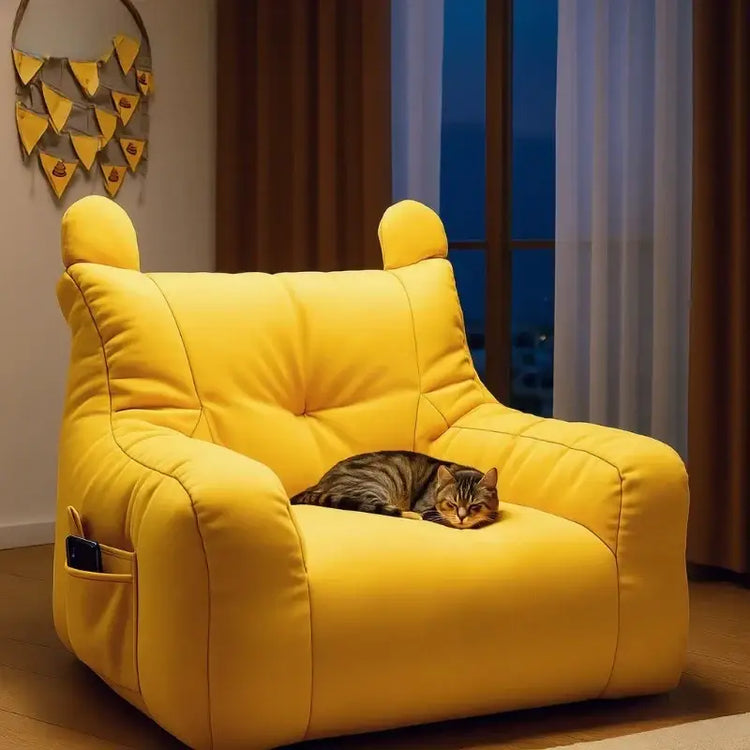 Cat Sofa Bed with Cartoon Design Detachable Washable Pet Bed for Indoor Cats Support Up To 2.72KG Cozy Pet Furniture