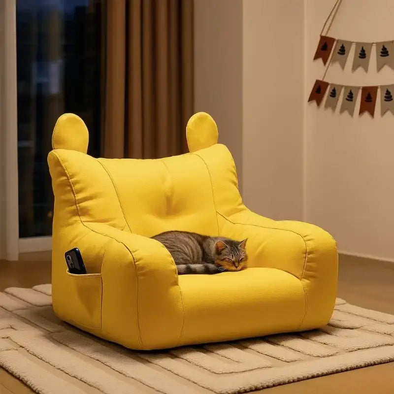 Cat Sofa Bed with Cartoon Design Detachable Washable Pet Bed for Indoor Cats Support Up To 2.72KG Cozy Pet Furniture