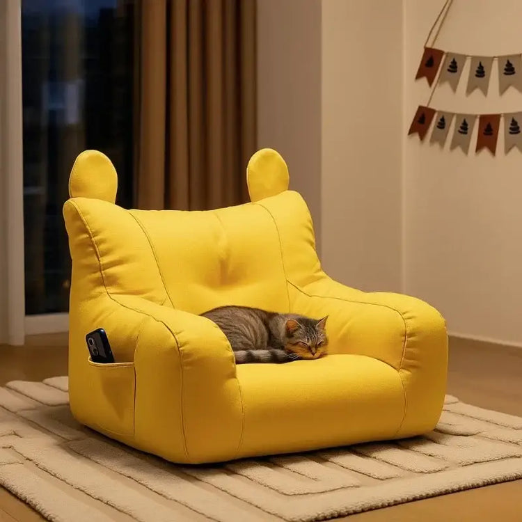 Cat Sofa Bed with Cartoon Design Detachable Washable Pet Bed for Indoor Cats Support Up To 2.72KG Cozy Pet Furniture