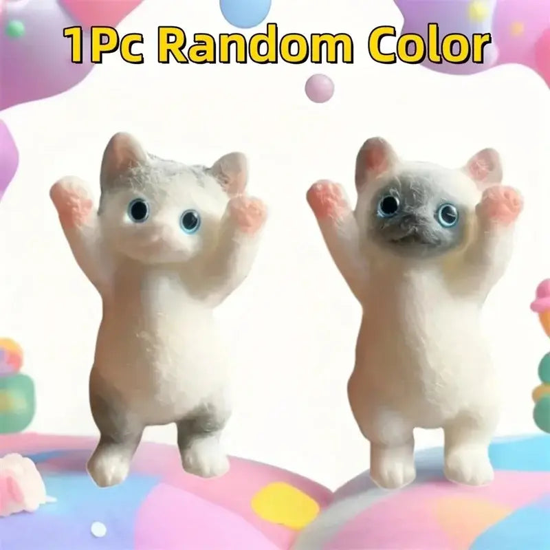 Cat Squishy Squeeze Toys Kawaii Handmade Cat Animal Fufu Sensory Toys Party Favors Gifts for Adults Kids - 1PC-Random