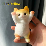 Cat Squishy Squeeze Toys Kawaii Handmade Cat Animal Fufu Sensory Toys Party Favors Gifts for Adults Kids - 1PC-Yellow
