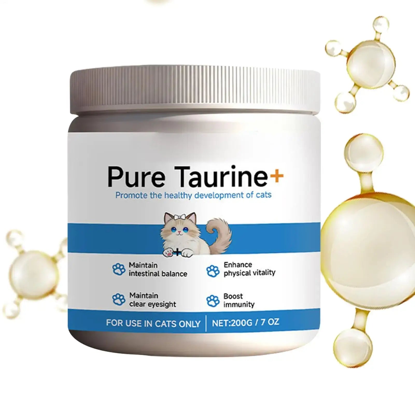Cat Taurine Powder Support for Pet Heart Health Promote Maintain Visual Function Smooth Hair Pet Daily Care Nutrition
