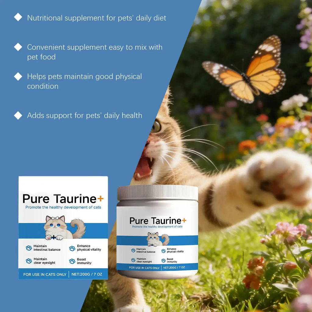 Cat Taurine Powder Support for Pet Heart Health Promote Maintain Visual Function Smooth Hair Pet Daily Care Nutrition