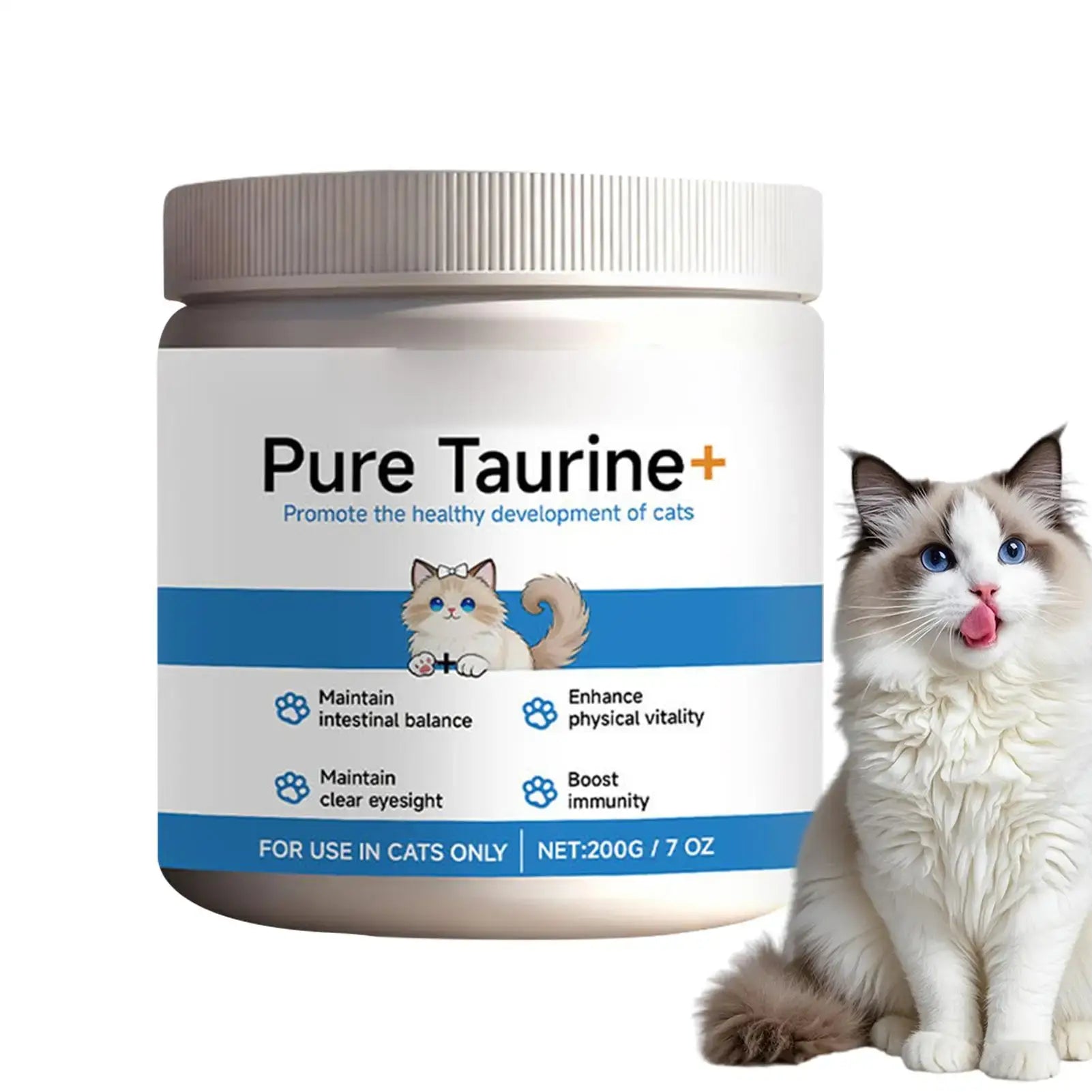 Cat Taurine Powder Support for Pet Heart Health Promote Maintain Visual Function Smooth Hair Pet Daily Care Nutrition