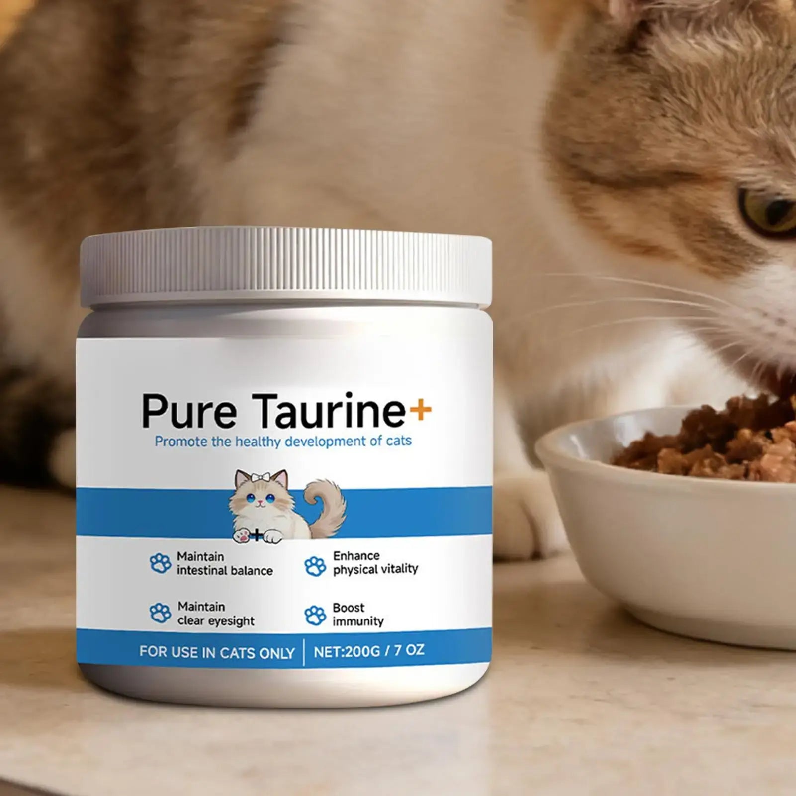 Cat Taurine Powder Support for Pet Heart Health Promote Maintain Visual Function Smooth Hair Pet Daily Care Nutrition