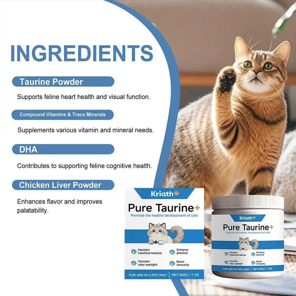Cat Taurine Powder Support Heart Health Promote Healthy Growth Maintain Visual Function Smooth Hair Kitten Care