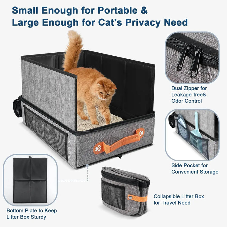 Cat Toilet Out Portable Waterproof Foldable Cat Litter Box with High Baffle Cover Cat Litter Storage Bag