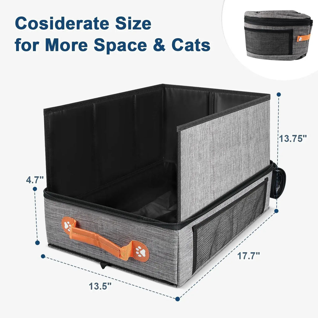 Cat Toilet Out Portable Waterproof Foldable Cat Litter Box with High Baffle Cover Cat Litter Storage Bag