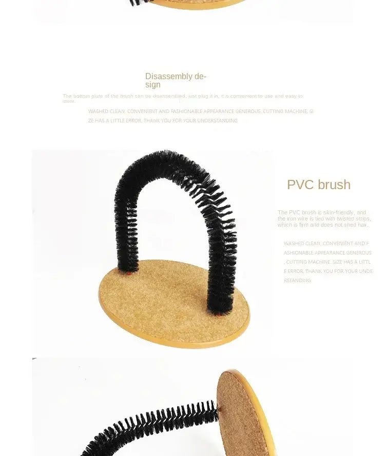 Cat Toy Arch Self Groome Pamper Feline with A Massage Grooming Rubbing Brush with Scratching Pad Toy for Cats