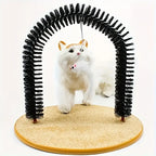 Cat Toy Arch Self Groome Pamper Feline with A Massage Grooming Rubbing Brush with Scratching Pad Toy for Cats