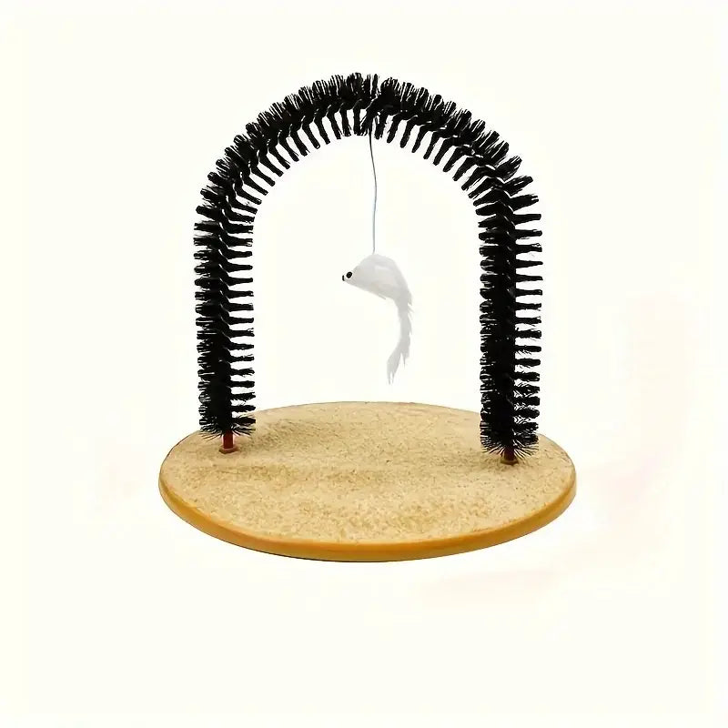 Cat Toy Arch Self Groome Pamper Feline with A Massage Grooming Rubbing Brush with Scratching Pad Toy for Cats