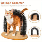 Cat Toy Arch Self Groome Pamper Feline with A Massage Grooming Rubbing Brush with Scratching Pad Toy for Cats