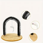 Cat Toy Arch Self Groome Pamper Feline with A Massage Grooming Rubbing Brush with Scratching Pad Toy for Cats
