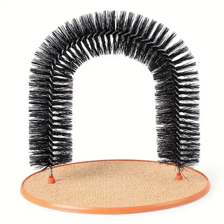 Cat Toy Arch Self Grooming Pamper Feline with Massage Grooming Rubbing Brush and Scratching Pad Interactive Toys for