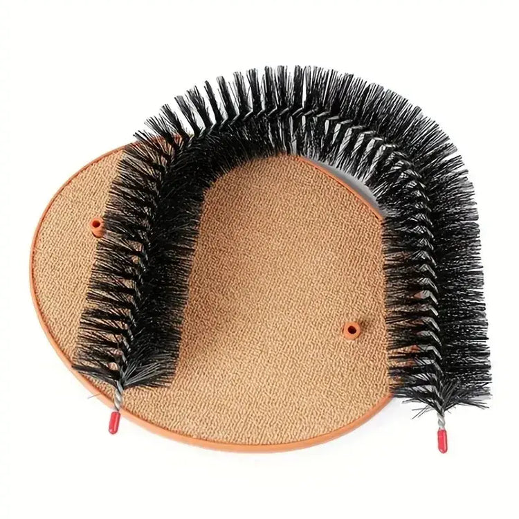 Cat Toy Arch Self Grooming Pamper Feline with Massage Grooming Rubbing Brush and Scratching Pad Interactive Toys for