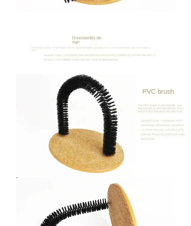 Cat Toy Arch Self Grooming Pamper Feline with Massage Grooming Rubbing Brush and Scratching Pad Interactive Toys for