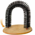 Cat Toy Arch Self Grooming Pamper Feline with Massage Grooming Rubbing Brush and Scratching Pad Interactive Toys for